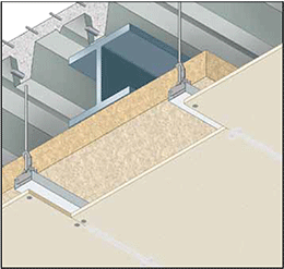 PROTEZIONE DI SOLAIO IN LAMIERA GRECATA E TRAVI METALLICHE CON CONTROSOFFITTO IN ADERENZA